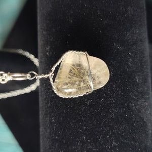 Handcrafted Wire Wrapped Tumbled Rutilated Quartz Necklace